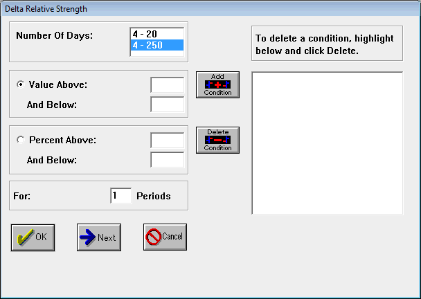 Delta Relative Strength Testing Dialog Box 1