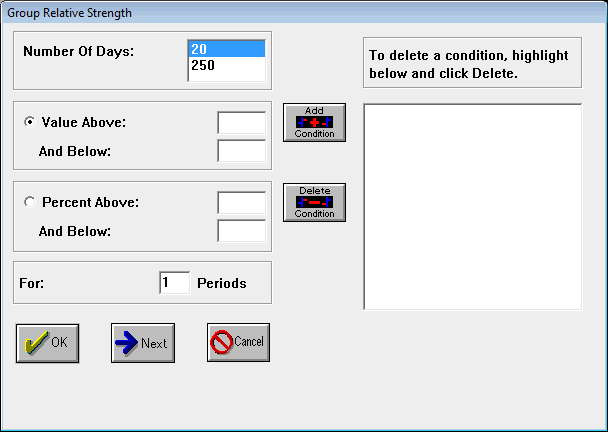 Group Relative Strength Testing Dialog Box 1